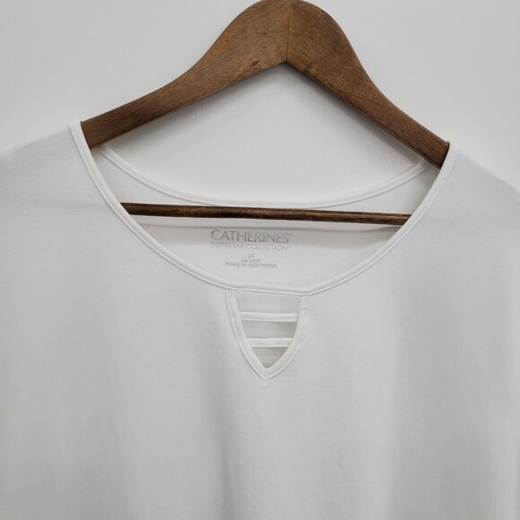 Catherines White Scoop Neck T-Shirt Womens Plus Size 2X Short Sleeve Casual - Picture 9 of 14